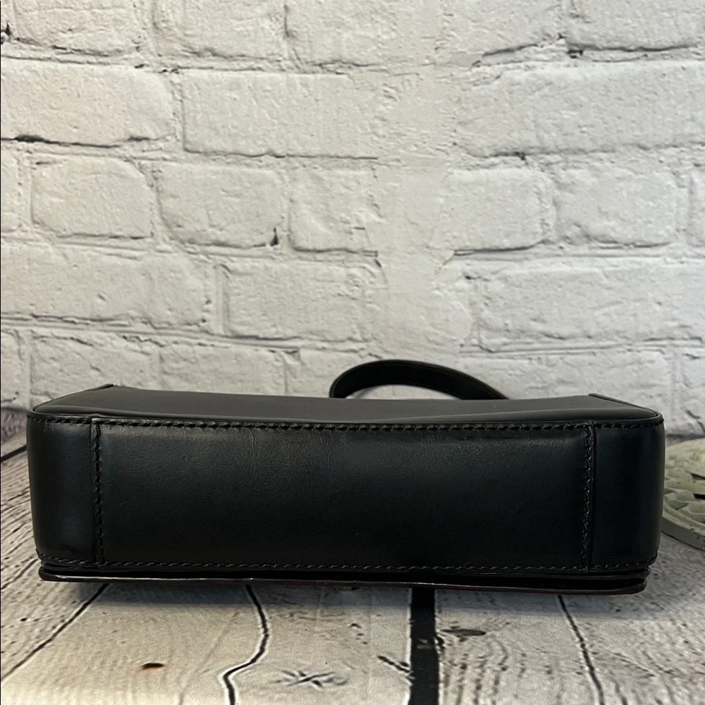 * Kate Spade Black Leather Shoulder Bag with Silver Bow Accent